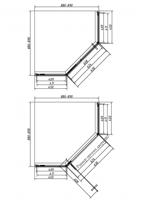 Душевой уголок Слим-Н (Slim-N) VSP-4SN900CLB, 900*900, черный, стекло прозрачное