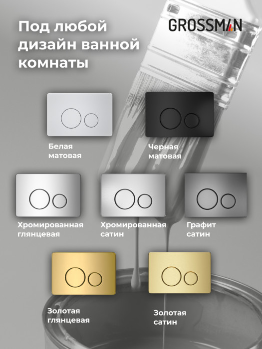 Комплект 2 в 1: Grossman инсталляция Style 900.K31.01.000+клавиша смыва 700.K31.05.10M.10M хром глянцевый,2 места