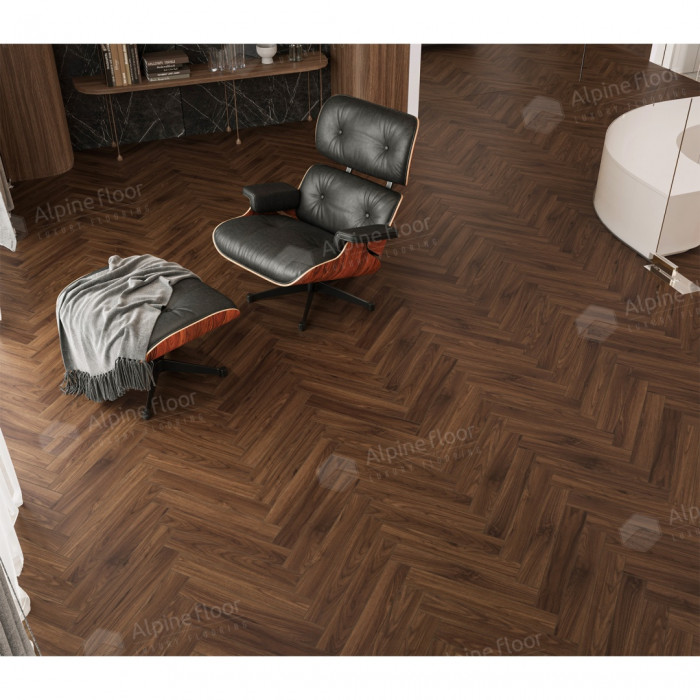 Ламинат Alpine Floor Herringbone 12 Орех Трентино (LF105-12) 12мм 34класс. 1.32м2. 22шт (А+В)