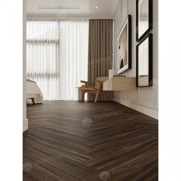 Ламинат Alpine Floor Herringbone 12 Орех Сицилия (LF105-13) 12мм 34класс. 1.32м2. 22шт (А+В)