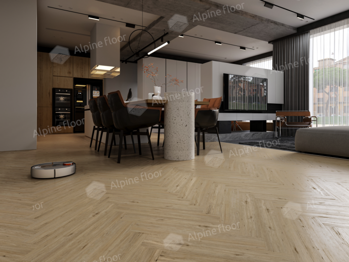 Ламинат Alpine Floor Herringbone Pro 8  Дуб Лион (LF102-01) 8мм 33класс. 1.3465м2. 22шт (А+В)
