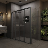Душевой угол раздвижной Veconi Premium Prato 400 SP GR-L, 1900х1000x2000, графит брашинг, стекло прозрачное