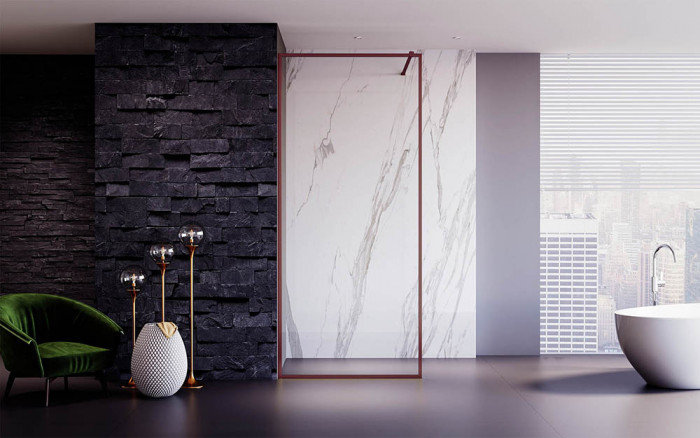 Душевая перегородка Veconi Korato KR-81С, 1000x2000, медь брашинг, стекло прозрачное