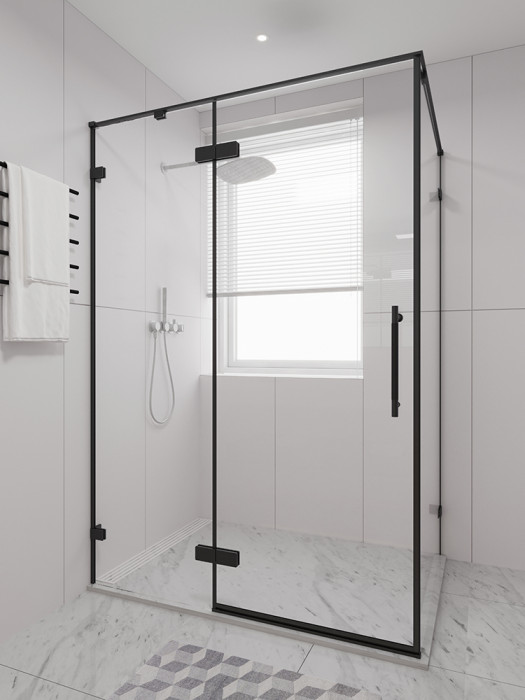 Душевой угол распашной Veconi Premium Alassio SP B, 1200х1000x2000, черный матовый, стекло прозрачное осветленное