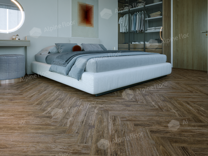 Ламинат Alpine Floor Herringbone Pro 8  Дуб Бордо (LF102-10) 8мм 33класс. 1.3465м2. 22шт (А+В)