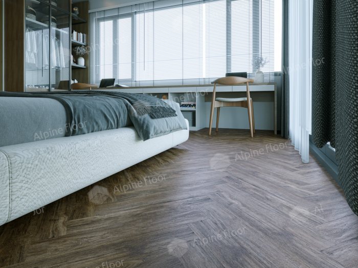 Ламинат Alpine Floor Herringbone Pro 8  Дуб Бордо (LF102-10) 8мм 33класс. 1.3465м2. 22шт (А+В)