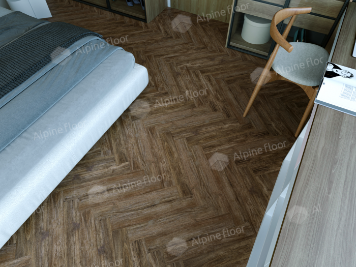 Ламинат Alpine Floor Herringbone Pro 8  Дуб Бордо (LF102-10) 8мм 33класс. 1.3465м2. 22шт (А+В)