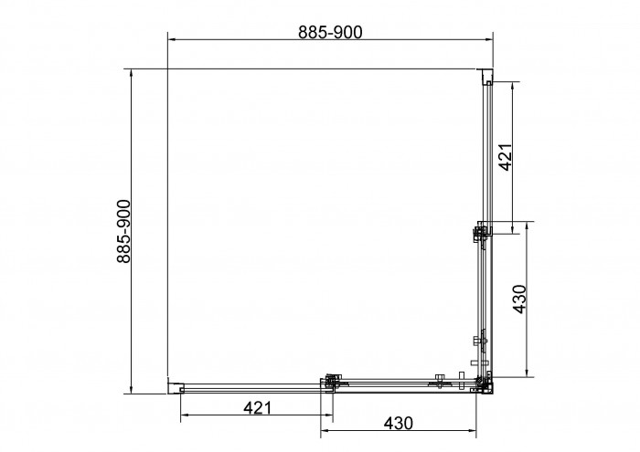 Душевой уголок Слим 8мм (Slim 8mm) VSS-4SL900CLBN, 900*900, брашированный никель, стекло прозрачное