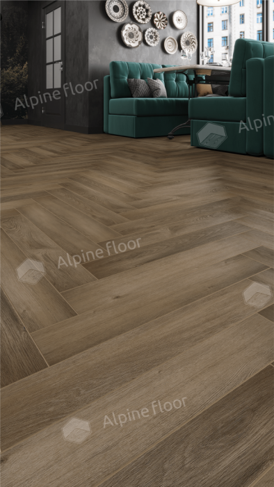Ламинат Alpine Floor Herringbone Pro 8  Дуб Анжу (LF102-11) 8мм 33класс. 1.3465м2. 22шт (А+В)