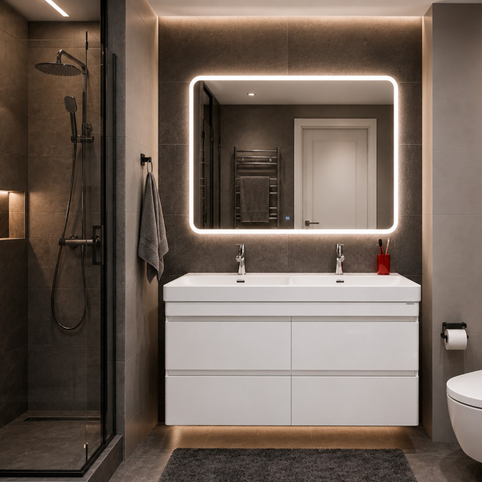 Тумба-умывальник Comforty Енисей-120 белый глянец c раковиной CF19595BX-120D