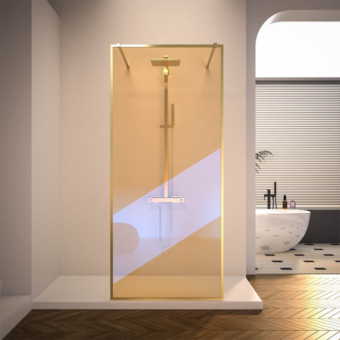 Душевая перегородка Veconi Korato KR-90GC, 1200x2000, брашированное золото, хамелеон