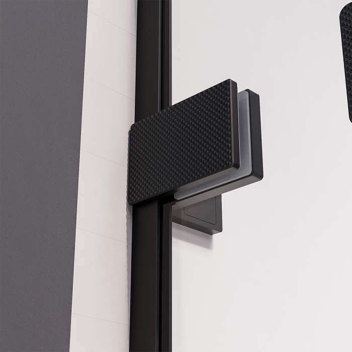 Душевой угол распашной Veconi Premium Alassio SP B, 1500х900x2000, черный матовый, стекло прозрачное осветленное