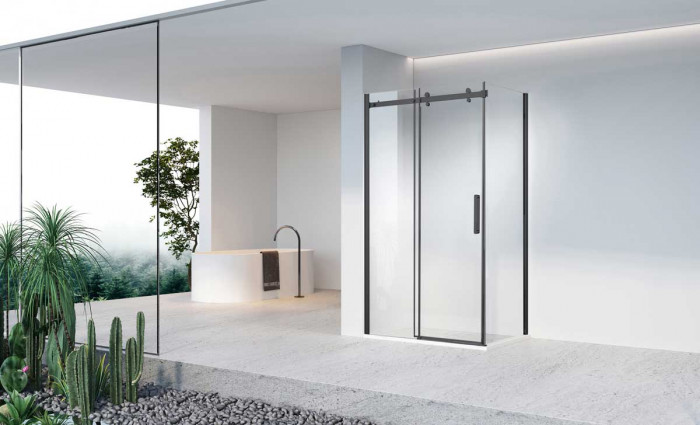 Душевой уголок Комо-Н (Como-N) VSR-4CN8015CLB, 1500*800, черный, стекло прозрачное