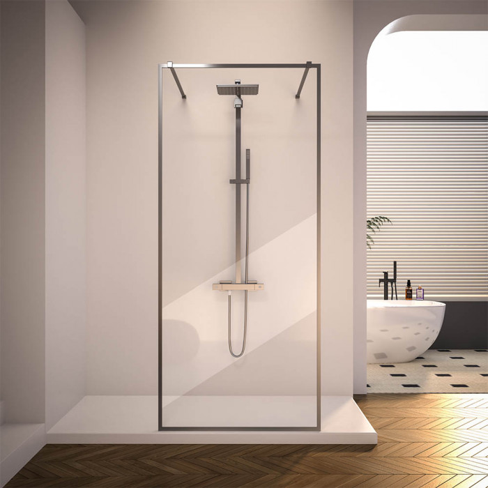 Душевая перегородка Veconi Korato KR-90GR, 1200x2000, брашированный графит, прозрачное стекло