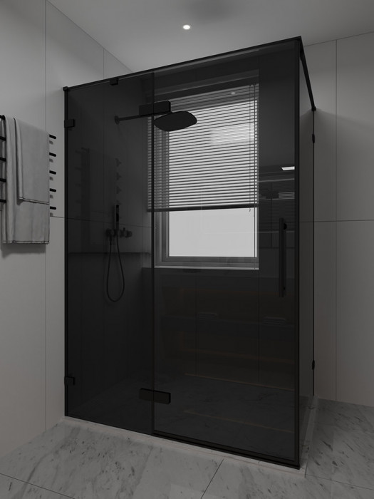 Душевой угол распашной Veconi Premium Alassio SP BB, 1200х900x2000, черный матовый, стекло черное