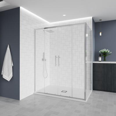 Душевой угол Veconi Evo 400SP CH 1400х1200x1950, хром, прозрачное стекло