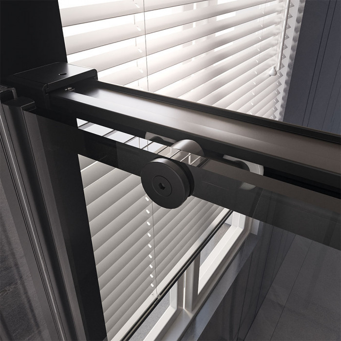 Душевой угол Veconi Premium Trento PTC-SP-40B, 1400х900x2000, черный матовый, стекло прозрачное