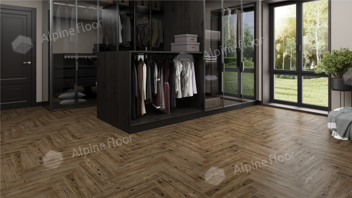 Ламинат Alpine Floor Herringbone Pro 12 Дуб Бордо (LF106-10) 12мм 34класс. 1.1017м2. 18шт (А+В)