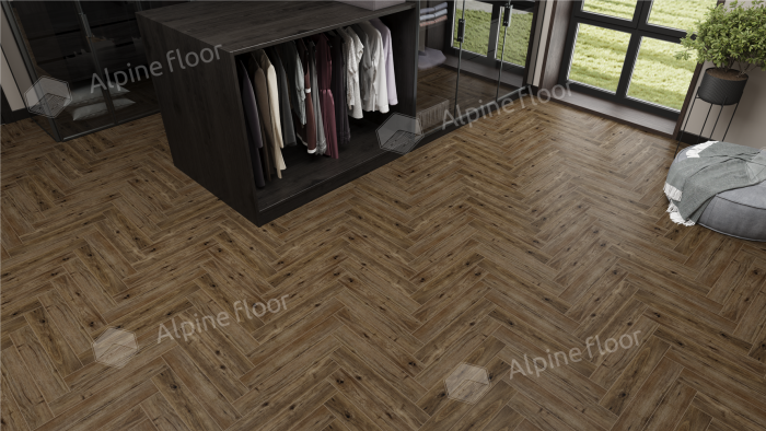 Ламинат Alpine Floor Herringbone Pro 12 Дуб Бордо (LF106-10) 12мм 34класс. 1.1017м2. 18шт (А+В)