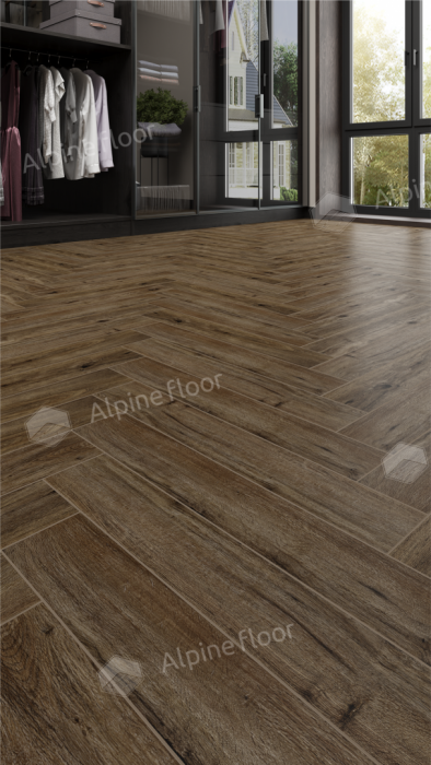 Ламинат Alpine Floor Herringbone Pro 12 Дуб Бордо (LF106-10) 12мм 34класс. 1.1017м2. 18шт (А+В)