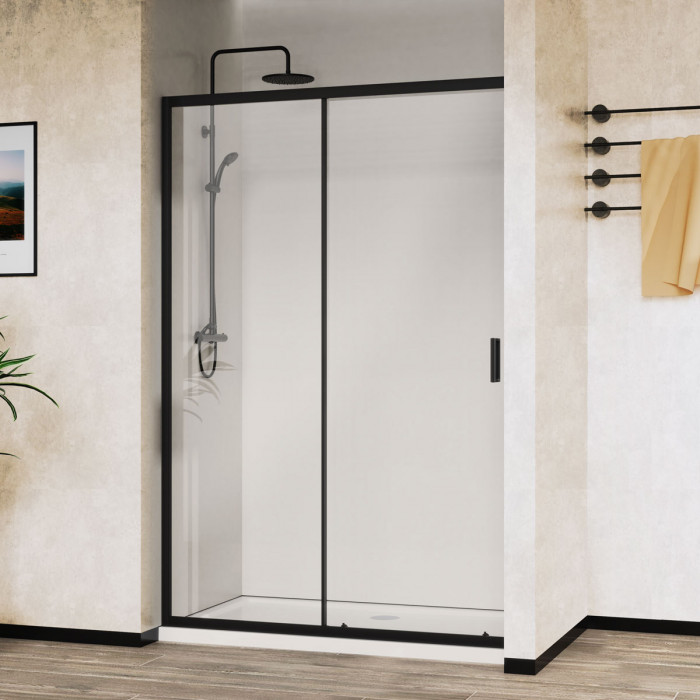 Душевая дверь Сити (City) VDS-5CT130CLB, 1300, черный, стекло прозрачное