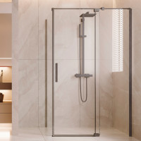 Душевой уголок Экстенза (Extenza) VSR-4EX101110CLGM, 1000/1100*1000, вороненая сталь, стекло прозрачное