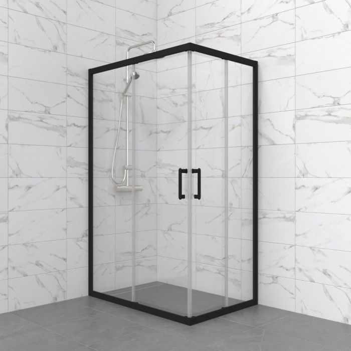 Душевой уголок Triton pro Фикс-Блэк 120×90 см (передние стёкла)