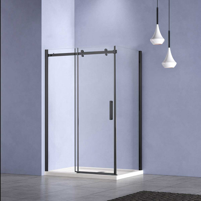 Душевой уголок Комо-Н (Como-N) VSR-4CN9016CLB, 1600*900, черный, стекло прозрачное