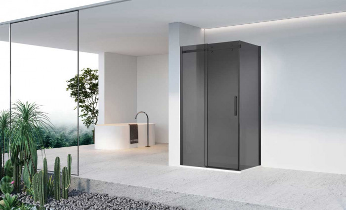 Душевой уголок Комо-Н (Como-N) VSR-4CN9016CGB, 1600*900, черный, стекло тонированное