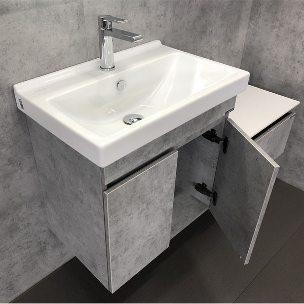 Тумба-умывальник Comforty Осло-60 бетон светлый с раковиной Фест 60