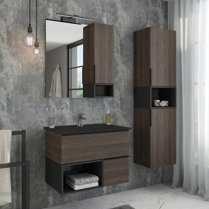 Зеркало-шкаф Comforty Франкфурт-75 дуб шоколадно-коричневый