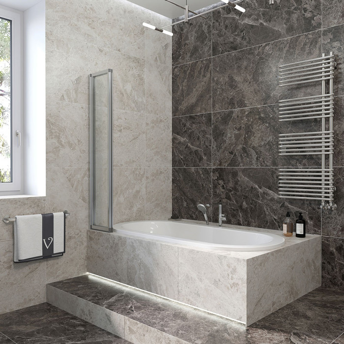 Шторка на ванну Veconi Palau PL-74R, 1200x1500, хром, стекло прозрачное