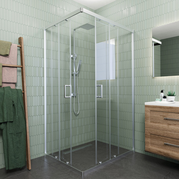 Душевой угол Veconi Rovigo RV-10, 1200x900x1950, хром, стекло прозрачное
