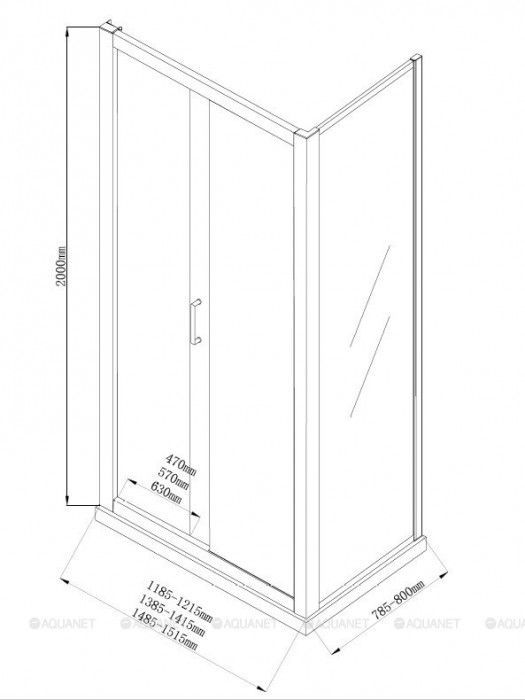 Душевой уголок Aquanet Alfa NAA1131 150x80, прозрачное стекло