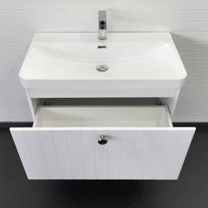 Тумба-умывальник Comforty Истра-80П ясень белёный с раковиной CF19595BX-80