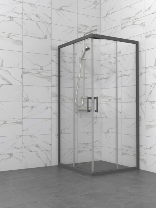 Душевой уголок Triton pro Фикс-Графит 90×90 см (передние стёкла)