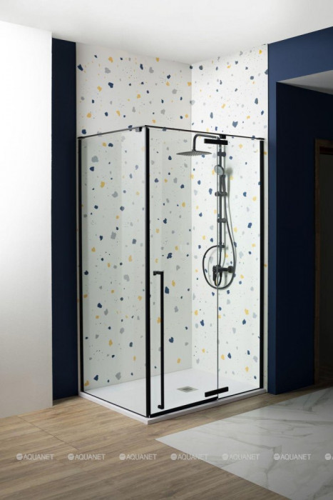 Душевой уголок Aquanet Ideal AE-AXC92MB-S-B 1200x900, прозрачное стекло