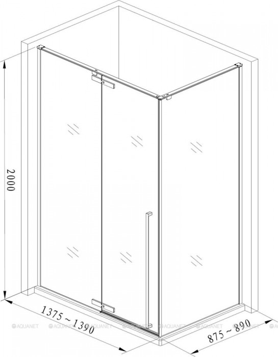 Душевой уголок Aquanet Ideal AE-AXC94MB-S-B 1400x900, прозрачное стекло
