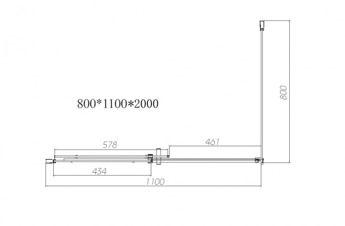 Душевой уголок Дайс (Dice) VSR-4D8011CLB, 1100*800, черный, стекло прозрачное