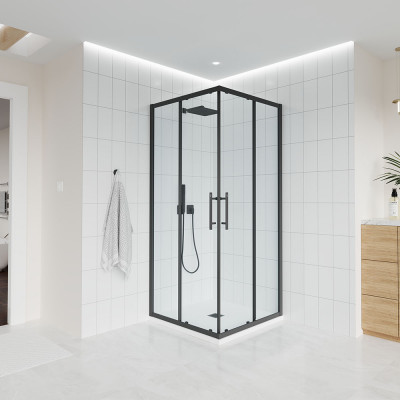 Душевой угол Veconi Evo 300 B, 1200х800x1950, черный матовый, прозрачное стекло