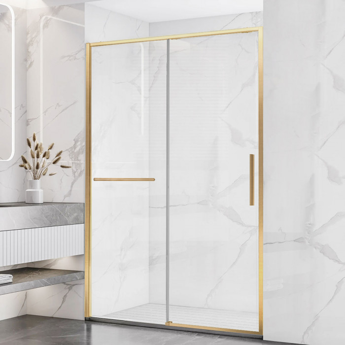 Душевая дверь Слим Софт (Slim Soft) VDS-1SS140CLG, 1400, брашированное золото, стекло прозрачное