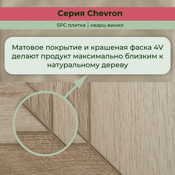 Кварвиниловый ламинат (SPC) Chevron Шабли 125x610x5 STRONG STEP