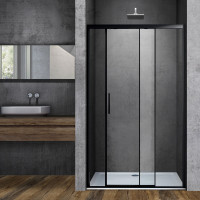 Душевая дверь Софт (Soft) VDS-3SO120CLB, 1200, черный, стекло прозрачное