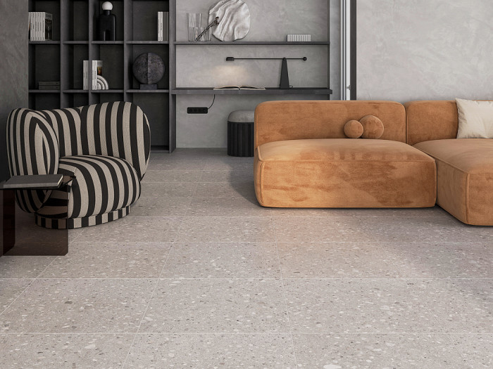 Керамогранитная плитка Trevi relief base grey 60*60 (ректификат) Zerde Tile