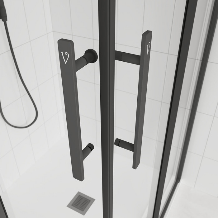Душевой угол Veconi Evo 300 B, 1000х1000x1950, черный матовый, тонированное матовое стекло