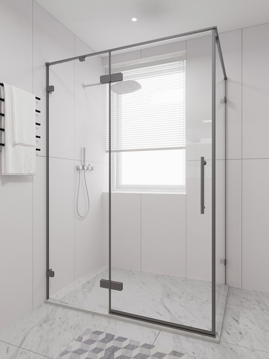 Душевой угол распашной Veconi Premium Alassio SP GR, 1300х800x2000, брашированный графит, стекло прозрачное осветленное