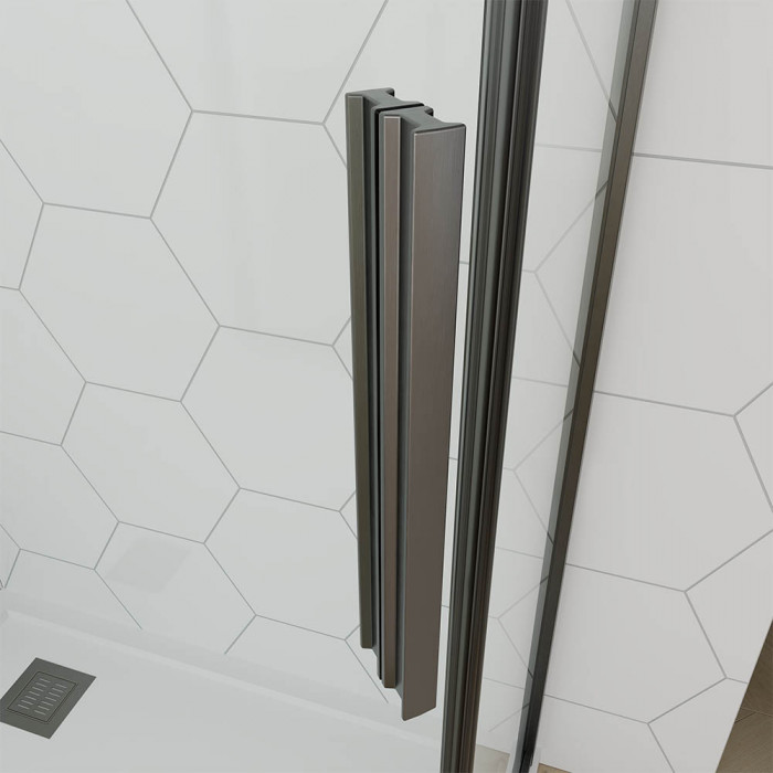 Душевой угол Veconi Ottimo P10 GR, 1000x1000x1900, графит брашинг, стекло матовое
