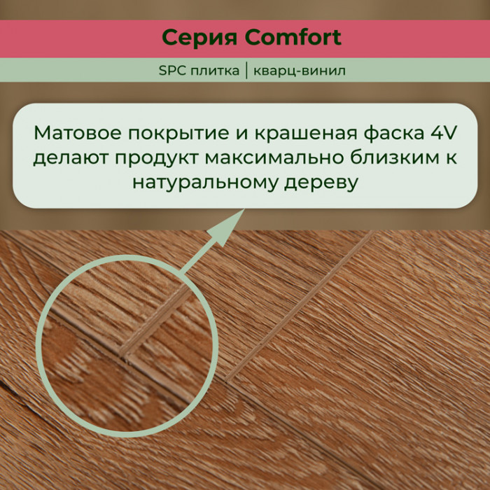 Кварвиниловый ламинат (SPC) Comfort Карамель 181x1220x4,2 STRONG STEP