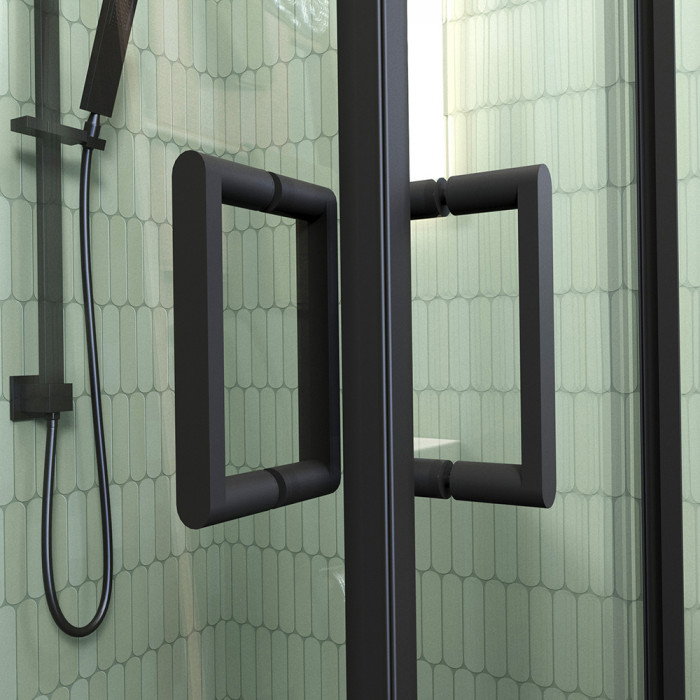 Душевой угол Veconi Rovigo RV-13, 900x900x1950, черный, стекло прозрачное