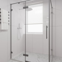 Душевой угол распашной Veconi Premium Alassio SP GR, 1300х1000x2000, брашированный графит, стекло прозрачное осветленное